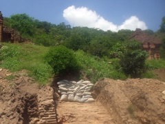 Ancient Cham walls dug up in Binh Thuan