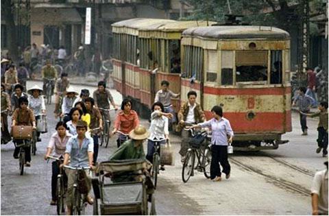 Tramcars in old Hanoi
