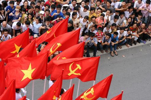Watching the parade from trees, roofs