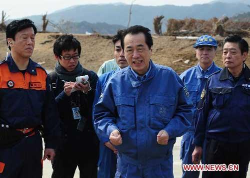 Japanese PM Kan visits quake-hit areas